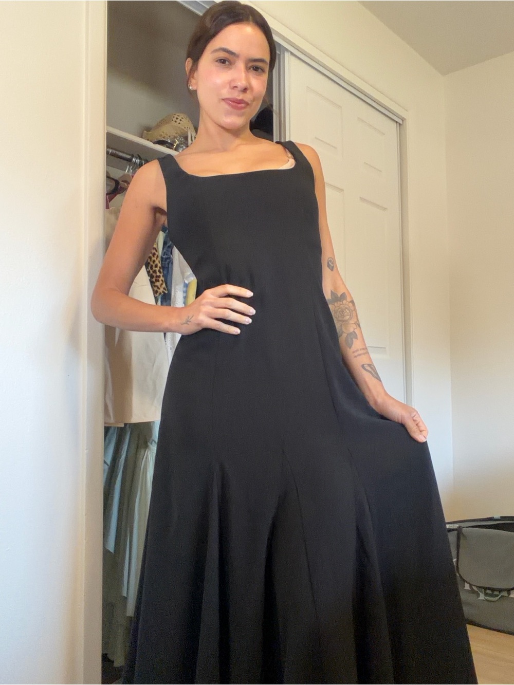 Zara Black Square-Neck Maxi Dress